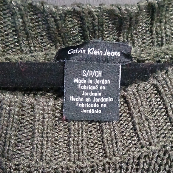 Calvin Klein Jeans Textured Knit Sweater in Olive - Picture 2 of 4